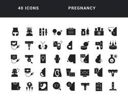 Set of simple icons of Pregnancy vector