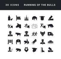 Set of simple icons of Running of the Bulls vector