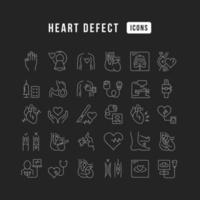 conjunto de iconos lineales de defecto cardíaco vector