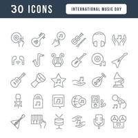 Vector Line Icons of International Music Day