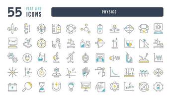 Set of linear icons of Physics vector