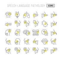 conjunto de iconos lineales de la patología del habla y el lenguaje vector