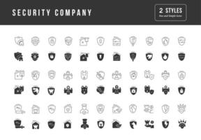 conjunto de iconos simples de la empresa de seguridad vector