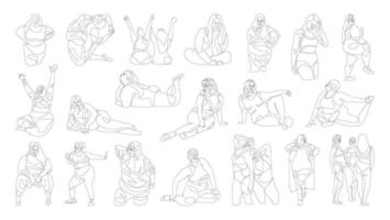 Body Positive Women in Linear Style vector