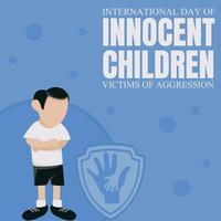 illustration vector graphic of a boy stands scared, perfect for international day innocent children victims of aggression, celebrate, greeting card, etc.
