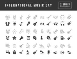 vector iconos simples del día internacional de la música