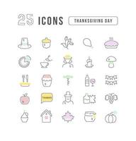 Set of linear icons of Thanksgiving Day vector