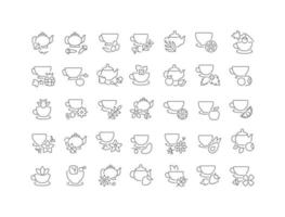 Set of linear icons of Types of Tea vector