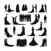 Set of Wedding Silhouettes vector