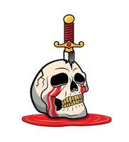 ilustración del cráneo con espada vector