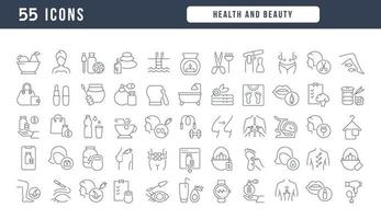 conjunto de iconos lineales de salud y belleza vector