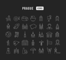 Set of linear icons of Prague vector