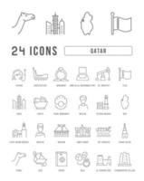 Set of linear icons of Qatar vector