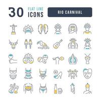 Vector Line Icons of Rio Carnival