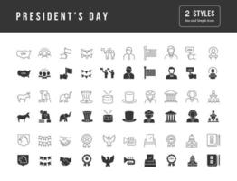 Set of simple icons of Presidents Day vector