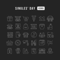 Set of linear icons of Singles Day vector