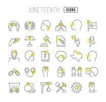 Set of linear icons of Juneteenth vector