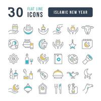 Vector Line Icons of Islamic New Year