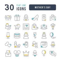 Set of linear icons of Mother's Day vector