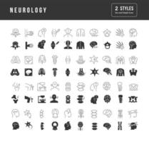 conjunto de iconos simples de neurología vector