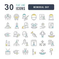 Set of linear icons of Memorial Day vector