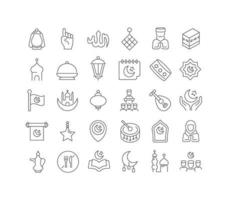 Vector Line Icons of Ramadan