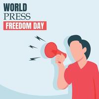 illustration vector graphic of a man holding a megaphone, perfect for world press freedom day, celebrate, greeting card, etc.