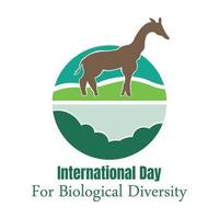 ilustración gráfica vectorial de una jirafa junto al lago, perfecta para el día internacional de la diversidad biológica, celebración, tarjeta de felicitación, etc. vector