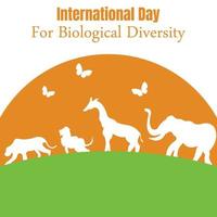 ilustración gráfica vectorial de un grupo de animales caminando en el prado, mostrando la puesta de sol, perfecto para el día internacional de la diversidad biológica, celebración, tarjeta de saludo, etc. vector
