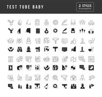 conjunto de iconos simples de bebé probeta vector