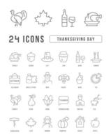 Set of linear icons of Thanksgiving Day vector