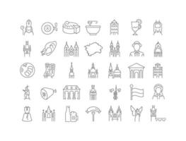 Set of linear icons of Prague vector