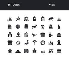 conjunto de iconos simples de Viena vector