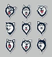 Collection of Siberian Husky Stickers vector
