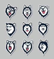 colección de pegatinas de husky siberiano vector