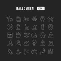 Set of linear icons of Halloween vector