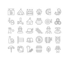 Set of linear icons of Oktoberfest vector