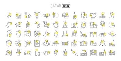 Set of linear icons of Qatar vector