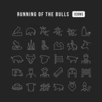 Set of linear icons of Running of the Bulls vector