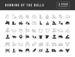 Set of simple icons of Running of the Bulls vector