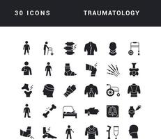 conjunto de iconos simples de traumatología vector