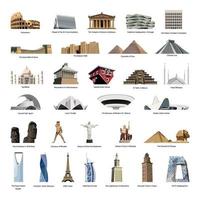 Set of Wonders of the World and Landmarks vector