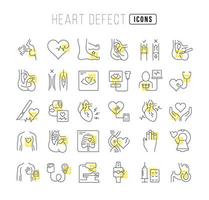 conjunto de iconos lineales de defecto cardíaco vector