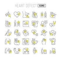 Set of linear icons of Heart Defect vector