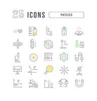 Set of linear icons of Physics vector