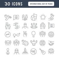 Set of linear icons of International Day of Peace vector