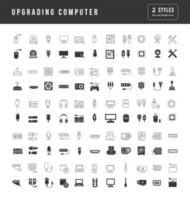 Set of simple icons of Upgrading Computer vector