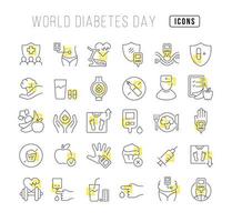 Vector Line Icons of World Diabetes Day