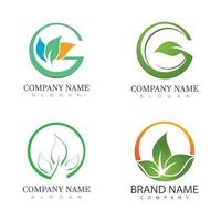 Logos of green leaf ecology nature element vector