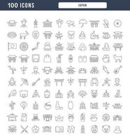 Set of linear icons of Japan vector